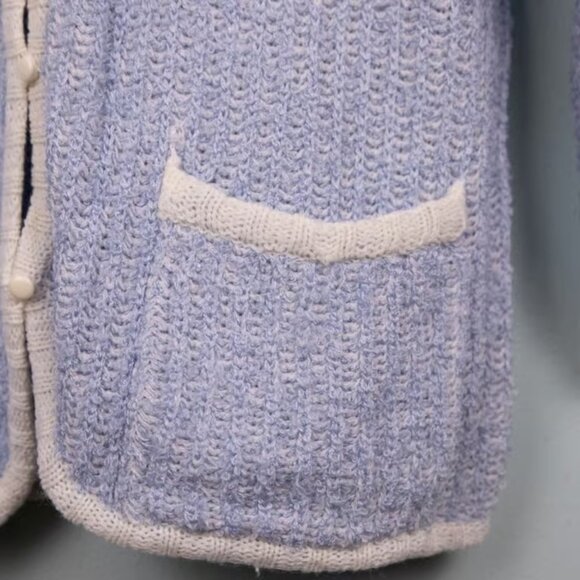 Bramble Lane blue button up knit cardigan-M - Picture 2 of 4